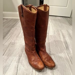 Frye #77172 Melissa Button Distressed Leather Women's Knee-High Riding Boots 9